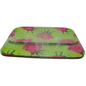 Floral Rectangular Serving Trays Fiberglass 60-70's Retro MCM Set 4 Bright Color